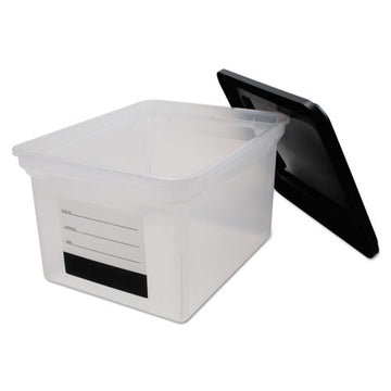 Innovative Storage Designs File Tote With Contents Label, Letter-legal Files, 17.75" X 14" X 10.25", Clear-black freeshipping - TVN Wholesale